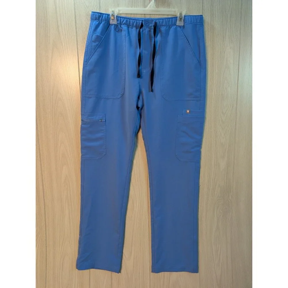 Figs Scrub Pants Men's Large Blue Cairo Cargo Classic Fit Straight Leg Pockets